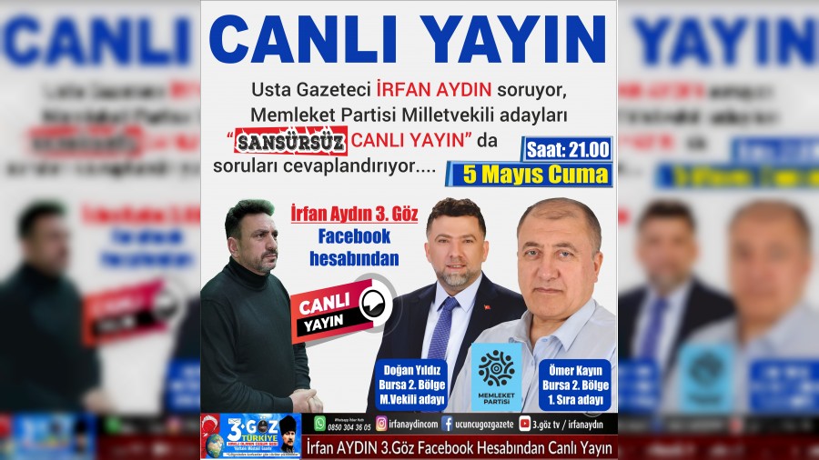 MEMLEKET PARTS BURSA MLLETVEKL ADAYLARI CANLI YAYINDA